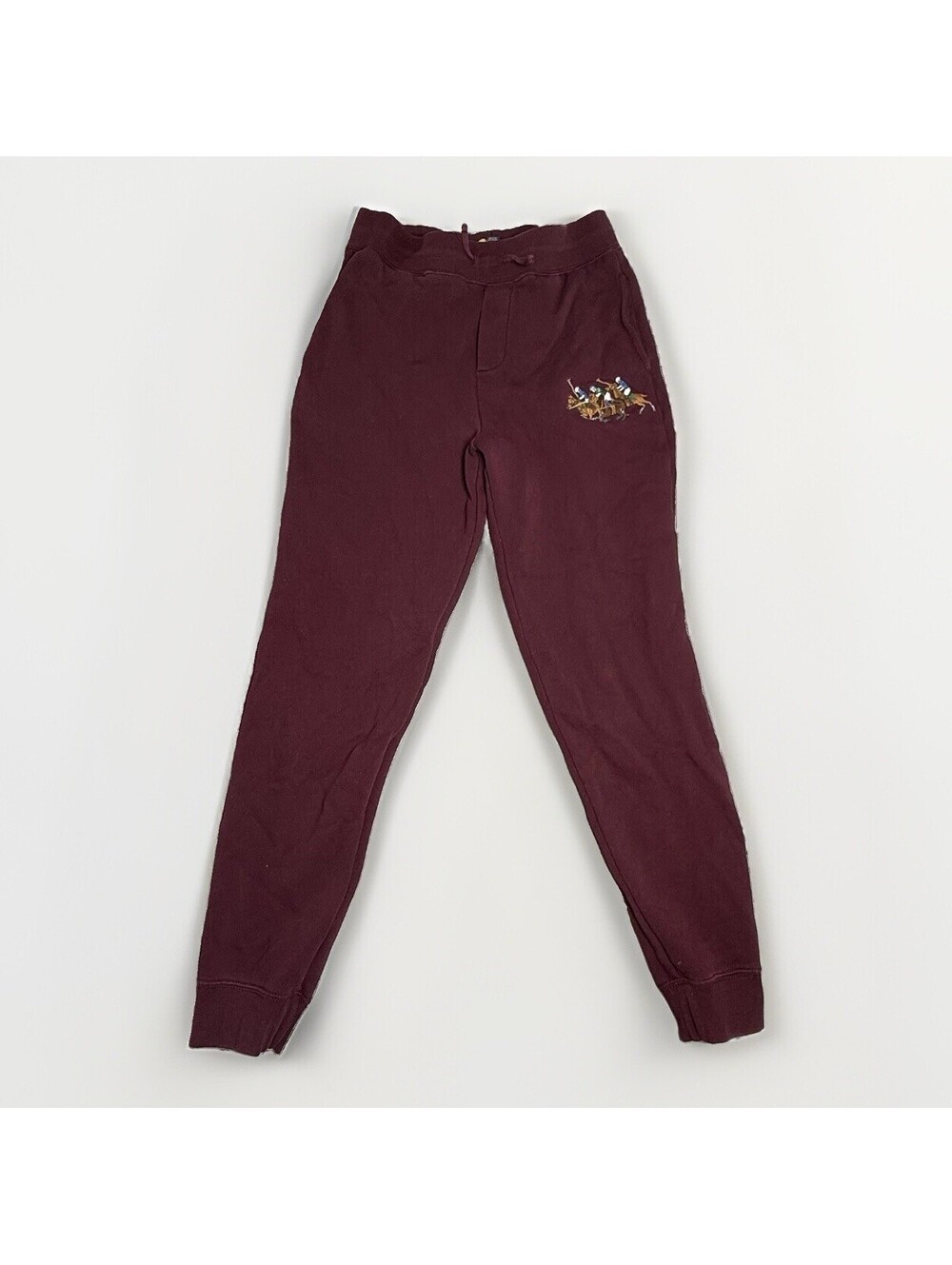 Polo Ralph Lauren Boys Triple Pony Fleece Jogger Pants L 14-16 Burgundy Red Logo